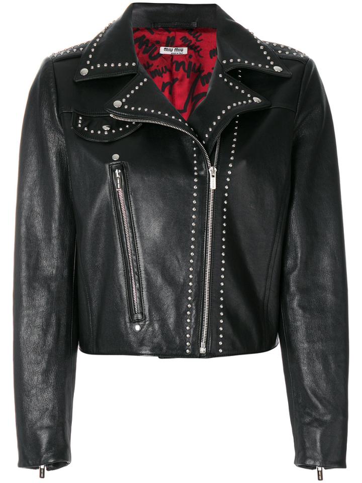 Miu Miu Studded Biker Jacket - Black