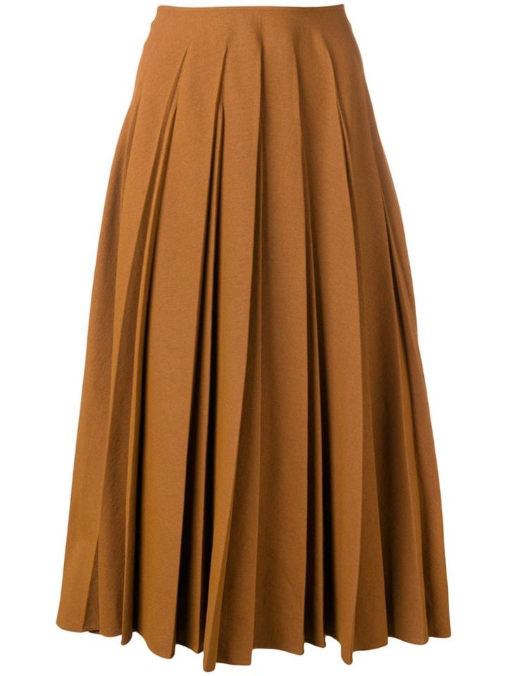 Salvatore Ferragamo Pleated Skirt - Brown