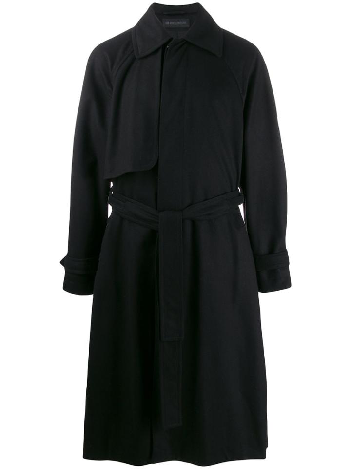 Ann Demeulemeester Belted Trench Coata Colla - Black