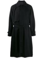 Ann Demeulemeester Belted Trench Coata Colla - Black
