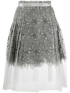 Ermanno Scervino Pleated Lace Midi Skirt - Grey
