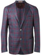 Corneliani Checked Blazer, Men's, Size: 52, Blue, Silk/linen/flax/virgin Wool