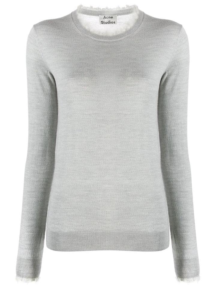 Acne Studios Fringed Crew Neck Sweater - Grey