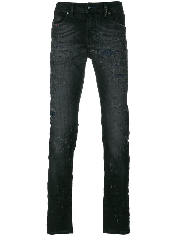 Diesel - Distressed Slim Fit Jeans - Men - Cotton/spandex/elastane - 33, Black, Cotton/spandex/elastane