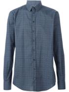 Dolce & Gabbana Geometric Printed Shirt, Men's, Size: 44, Blue, Cotton/spandex/elastane