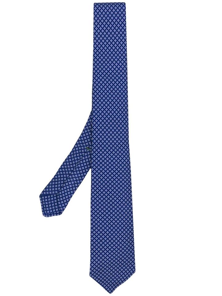 Borrelli Geometric Floral Patterned Tie - Blue