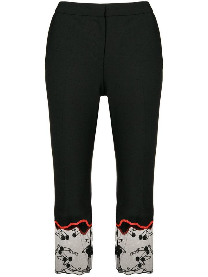 Versus Embellished Cropped Trousers - Black