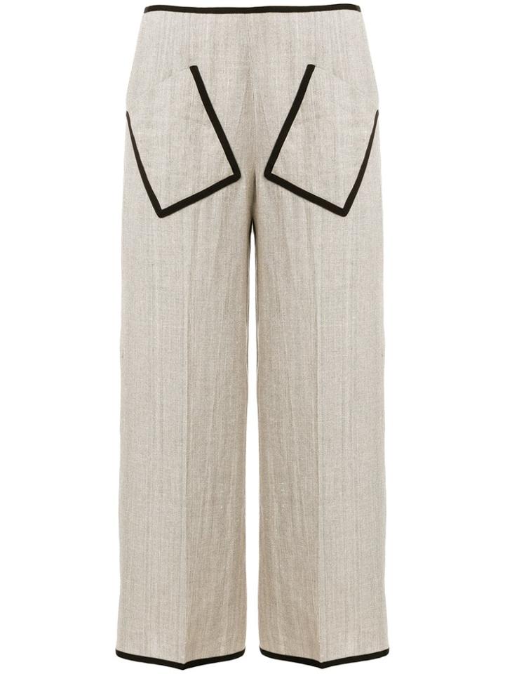 Pt01 Wide Leg Cropped Trousers - Neutrals