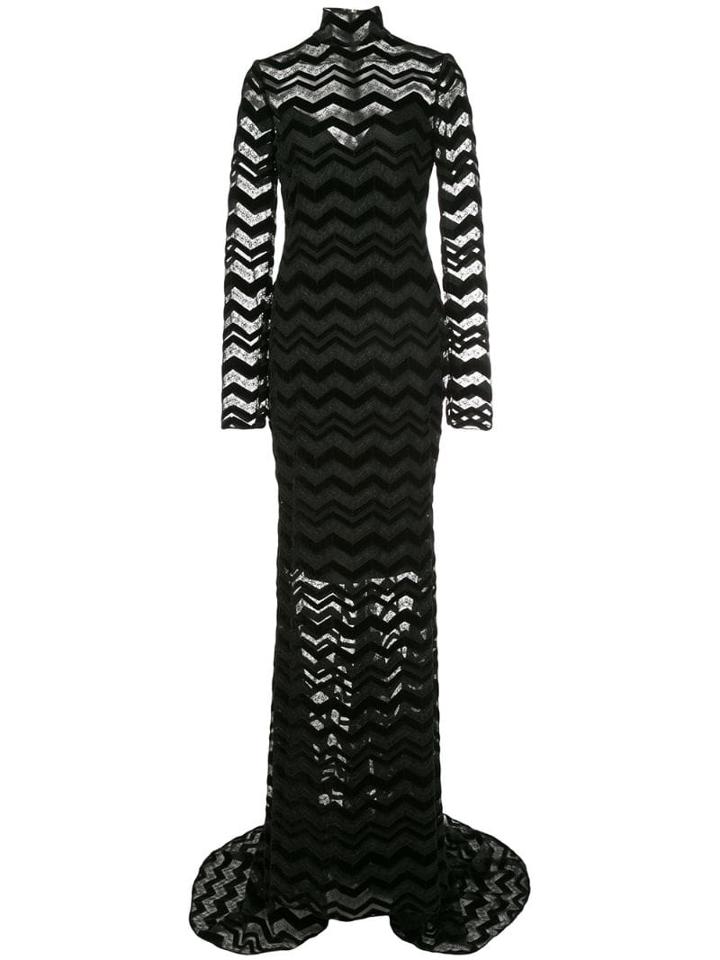 Christian Siriano Zigzag Panel Gown - Black