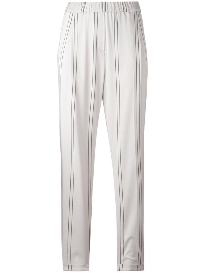 Fabiana Filippi - Striped Pants - Women - Spandex/elastane/viscose - 40, Women's, Nude/neutrals, Spandex/elastane/viscose