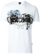 Just Cavalli Logo Print T-shirt, Men's, Size: Xl, White, Cotton/spandex/elastane