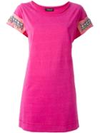 Twin-set Embellished Sleeve T-shirt, Women's, Size: L, Pink/purple, Cotton/polyester/crystal