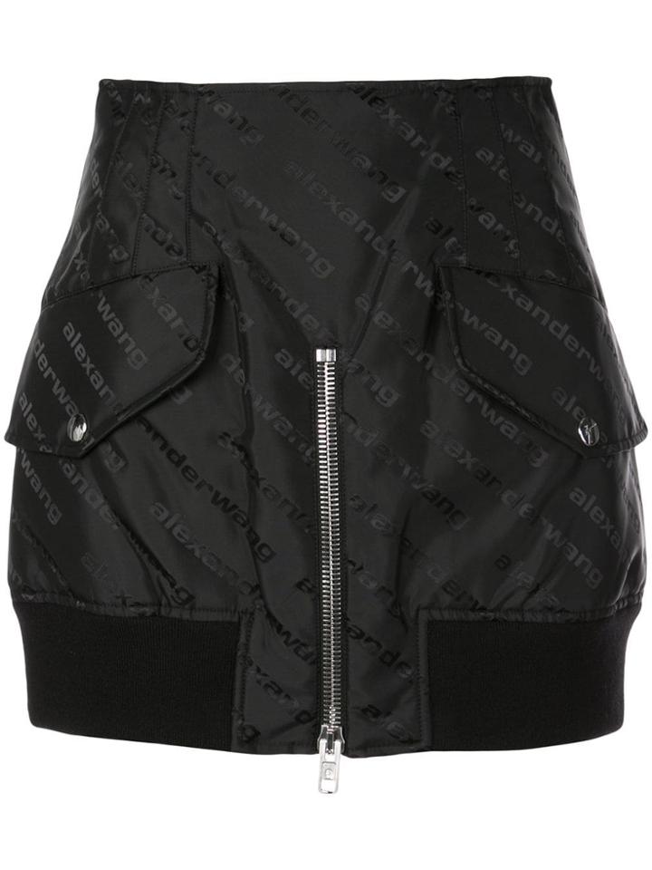 Alexander Wang Nylon Logo Mini Skirt - Black