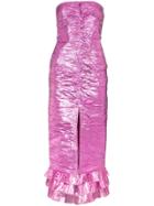 Attico Metallic Strapless Midi-dress - Pink
