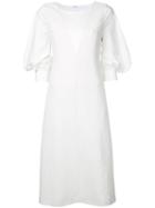 Le Ciel Bleu Layered Puff Sleeve Dress, Women's, Size: 36, White, Polyester/acetate