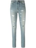 Saint Laurent Destroyed Skinny Jeans, Women's, Size: 25, Blue, Cotton/spandex/elastane
