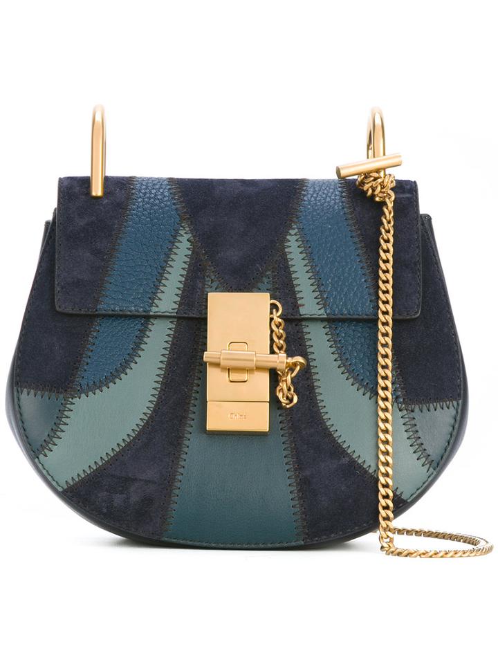 Chloé - 'drew' Shoulder Bag - Women - Calf Suede - One Size, Blue, Calf Suede