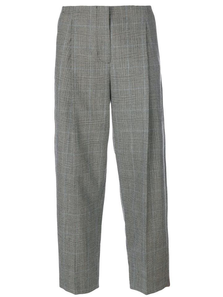 Victoria Beckham Cropped Checked Trousers - Black
