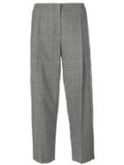 Victoria Beckham Cropped Checked Trousers - Black