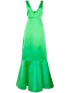 Rochas Flared Long Gown, Women's, Size: 42, Green, Polyester/silk