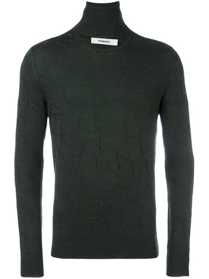 Chalayan Split Roll Neck Jumper, Men's, Size: Medium, Green, Merino