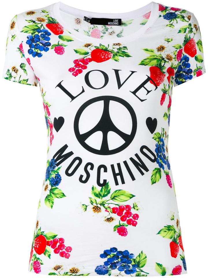 Love Moschino - Printed T-shirt - Women - Cotton/spandex/elastane - 42, White, Cotton/spandex/elastane