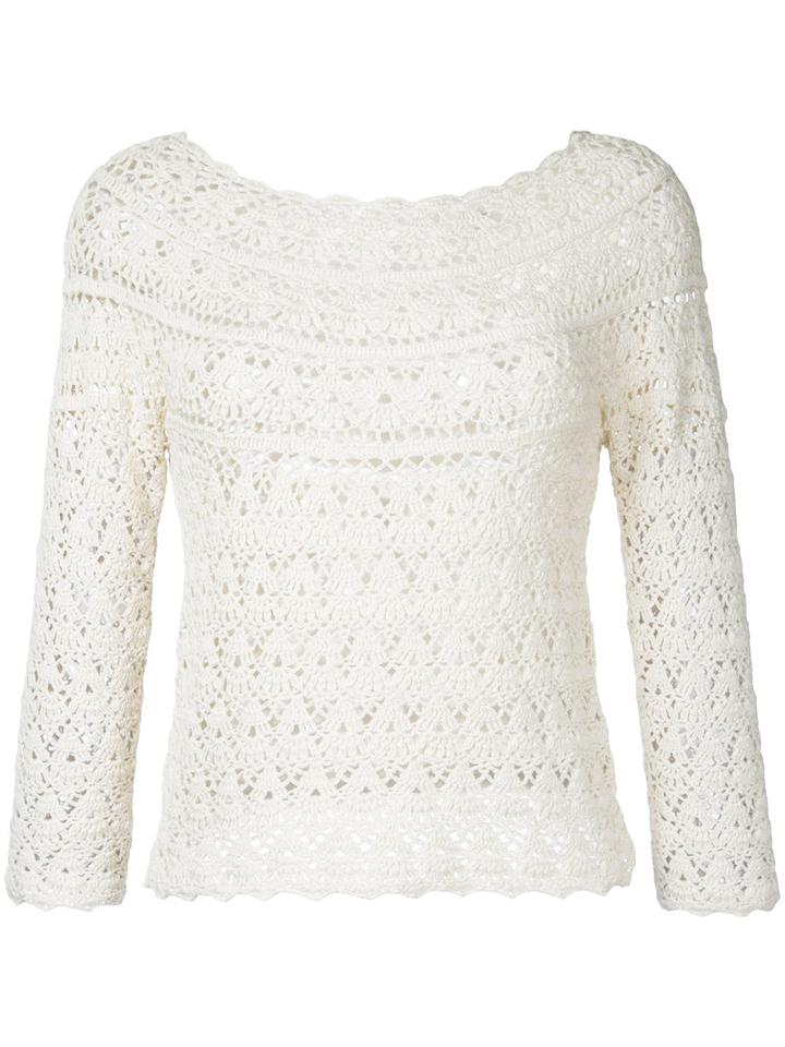 Aspesi - Crochet Jumper - Women - Cotton - 38, White, Cotton