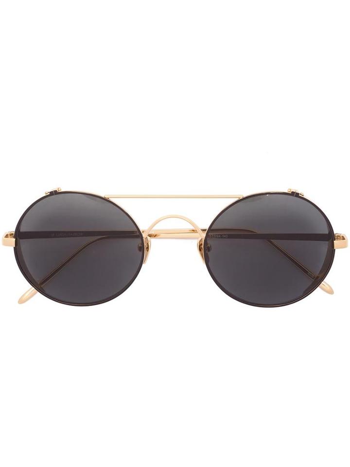 Linda Farrow Round Frame Sunglasses, Adult Unisex, Grey, Gold Plated Titanium