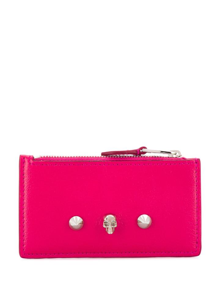 Alexander Mcqueen Skull And Stud Cardholder - Pink