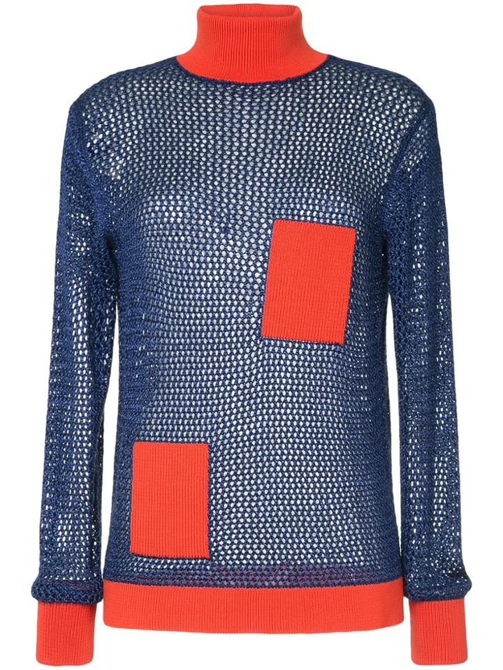 Tibi Crochet Turtleneck Jumper - Blue