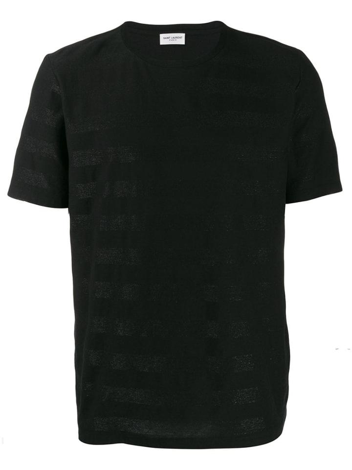 Saint Laurent Tone-on-tone Striped T-shirt - Black