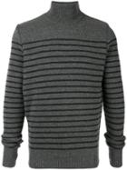 Fumito Ganryu Striped Turtle Neck Sweater - Grey