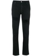 Re/done - Distressed Slim Fit Jeans - Women - Cotton - 28, Black, Cotton