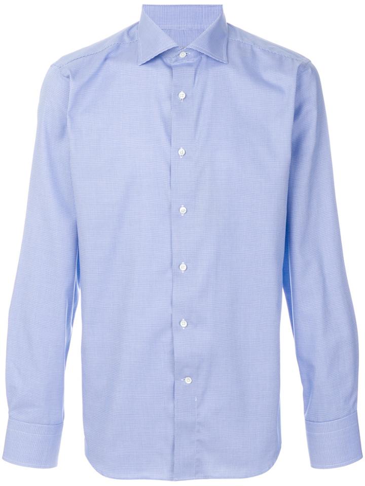 Canali Houndstooth Micro Print Shirt - Blue
