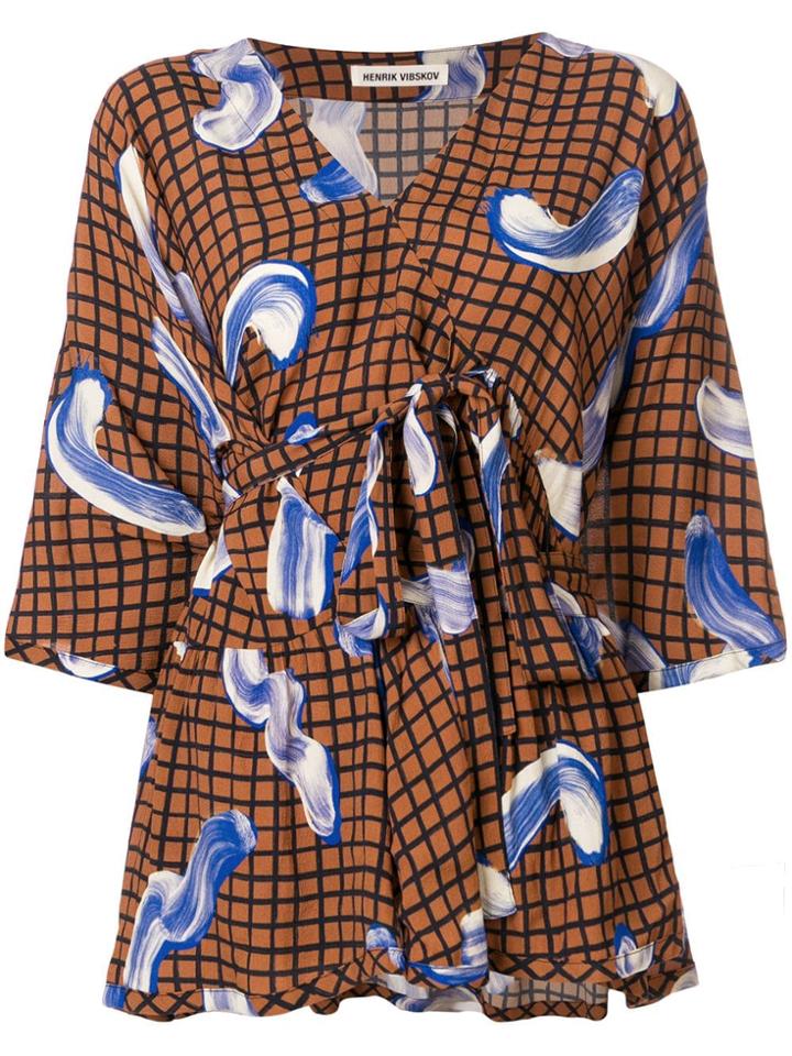 Henrik Vibskov Grace Print Flared Blouse - Brown
