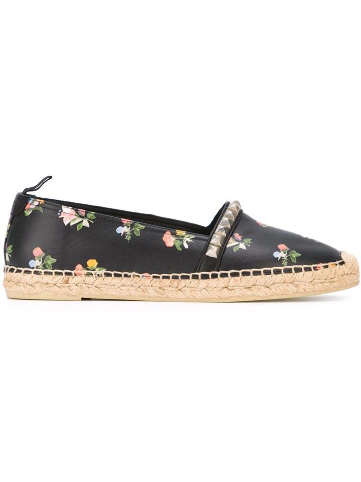 Saint Laurent Floral Espadrilles, Women's, Size: 39, Black, Rubber/leather