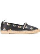 Saint Laurent Floral Espadrilles, Women's, Size: 39, Black, Rubber/leather