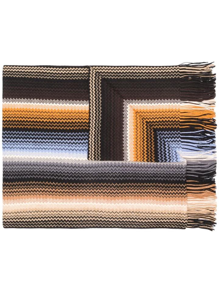 M Missoni Geometric Pattern Scarf - Brown