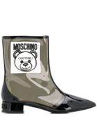 Moschino Teddy Bear Transparent Ankle Boots - Black