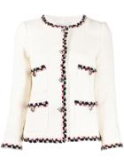 Chanel Pre-owned 2000s Web Trim Jacket - White