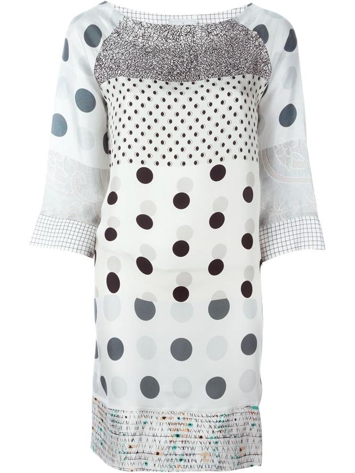 Pierre-louis Mascia Mixed-print Dress, Women's, Size: L, White, Silk