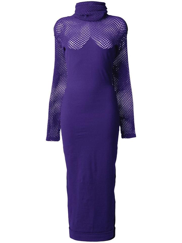 Romeo Gigli Pre-owned 1990's Roll Neck Midi Dress - Purple