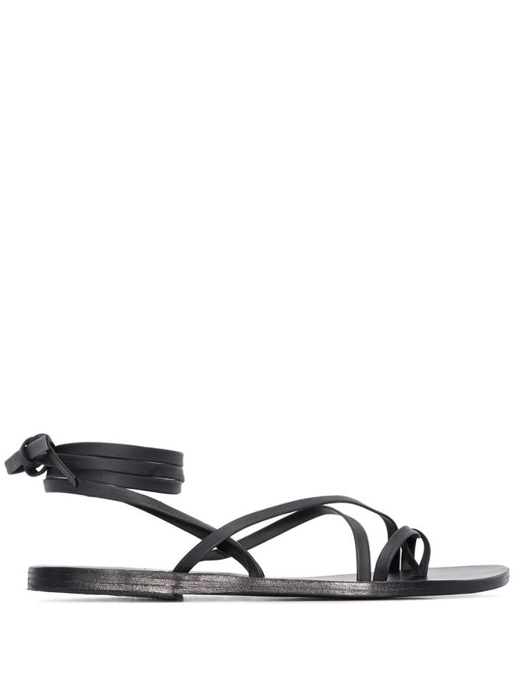 Ancient Greek Sandals Black Morfi Leather Sandals