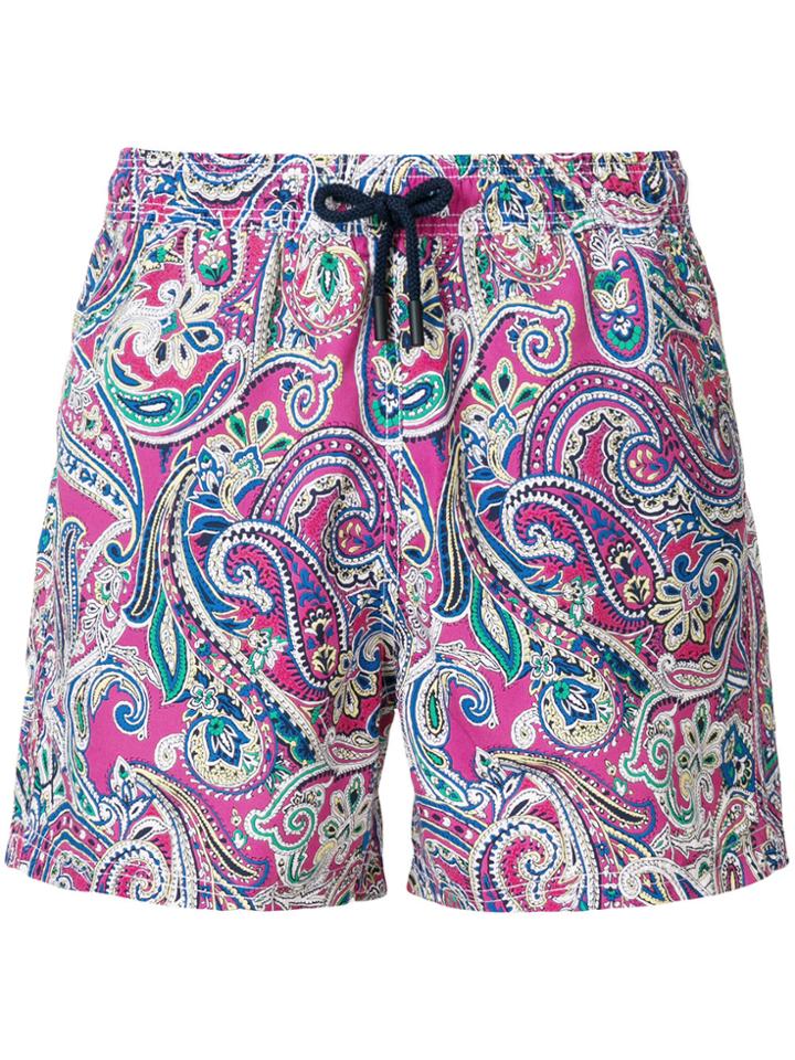 Etro Bañador Paisley Swimming Shorts - Pink & Purple