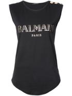 Balmain Printed Logo Tank Top - Black