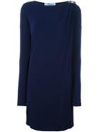 Blumarine Jewel Detail Dress, Women's, Size: 50, Blue, Viscose/spandex/elastane/polyamide