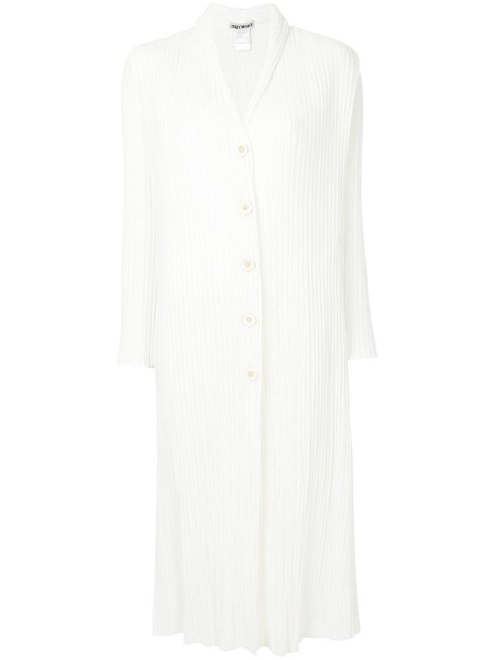 Issey Miyake Vintage Pleated Long Coat - White