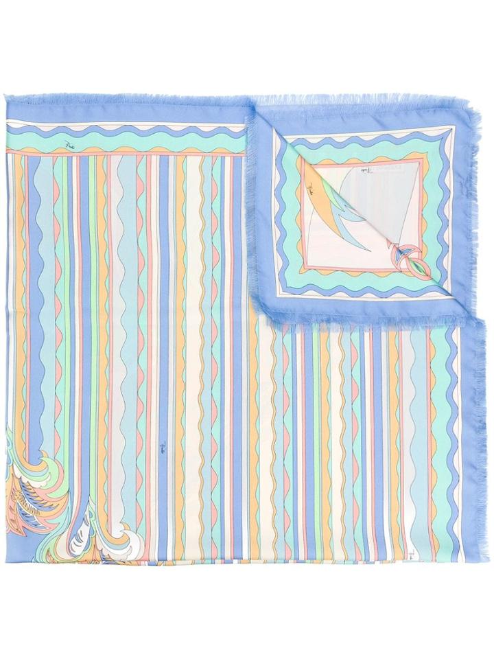 Emilio Pucci Wavy Print Scarf - Blue