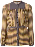 Marco De Vincenzo Stripes Pleated Shirt, Women's, Size: 40, Yellow/orange, Silk