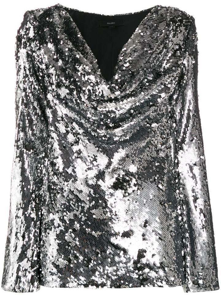 Ellery Sequin-embroidery Top - Silver